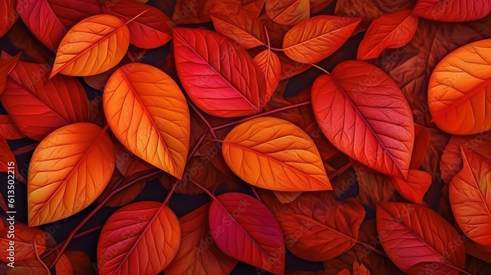 Background group autumn orange leaves. Outdoor. Generative Ai Background group autumn orange leaves. Outdoor. Generative Ai