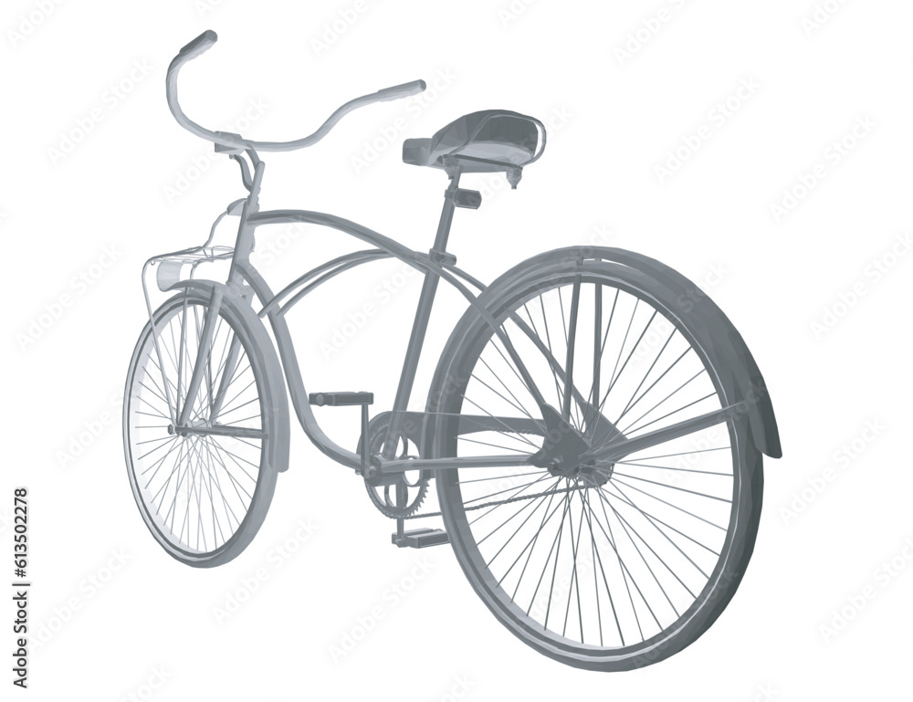 Fototapeta premium Polygonal vintage bicycle, vector. Black and white retro bicycle. 3D.