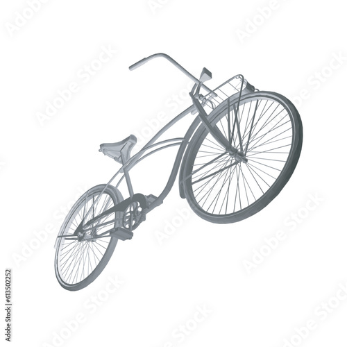 Polygonal vintage bicycle, vector. Black and white retro bicycle. 3D.