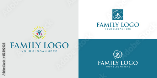 Family logo design with unique concept premium vector
