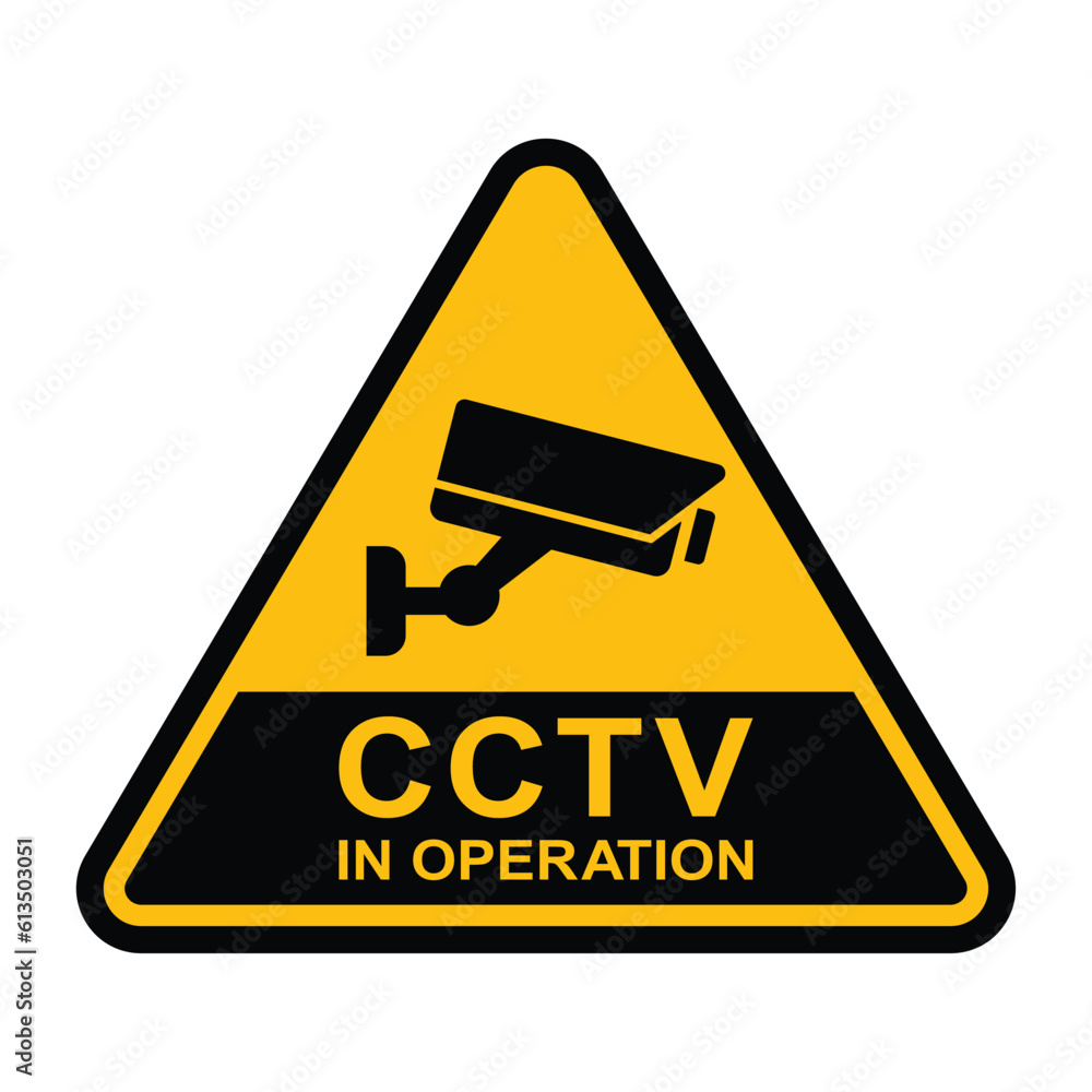 Security camera icon, video surveillance, cctv sign. Yellow square