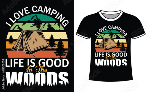 Camping vintage mountain t-shirt design with illustration