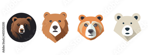 set of bear, animal species bear logo vector
