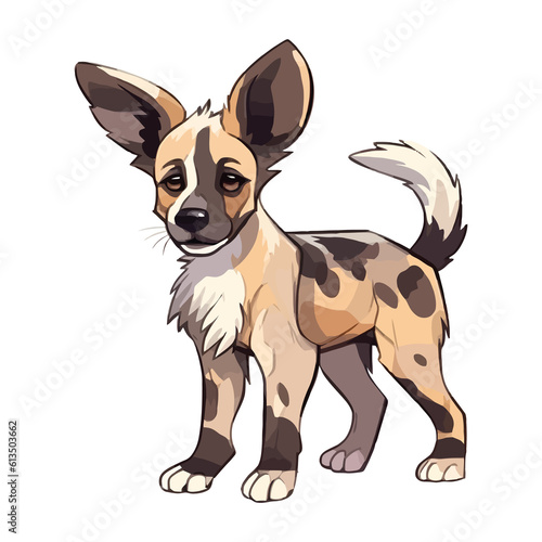 Captivating African Wild Dog: Cute 2D Character Design