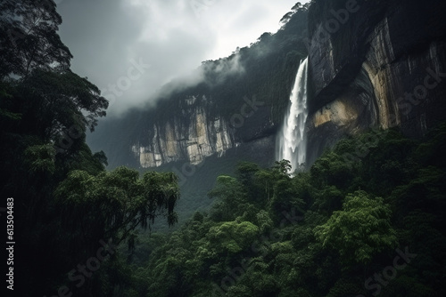waterfall in the mountains Ai Generative Art
