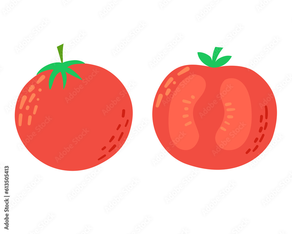 Fresh red tomato, whole and slice. Ripe vegetable, vegetarian healthy food. Fresh red tomato, whole and slice. Ripe vegetable, vegetarian healthy food.