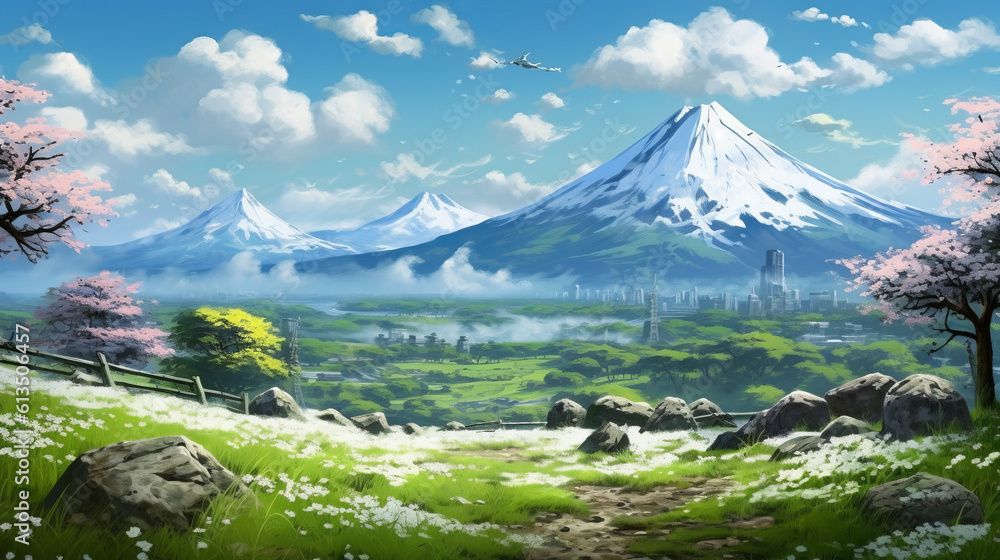 Fototapeta premium landscape with lake and trees