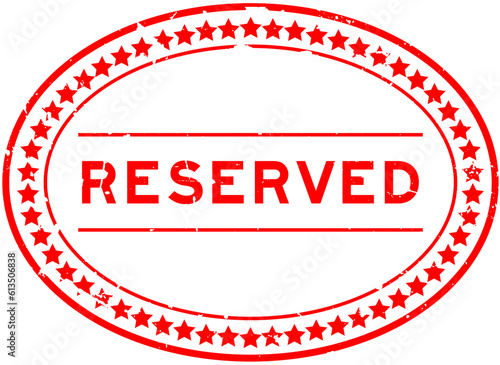 Grunge red reserved word oval rubber seal stamp on white background