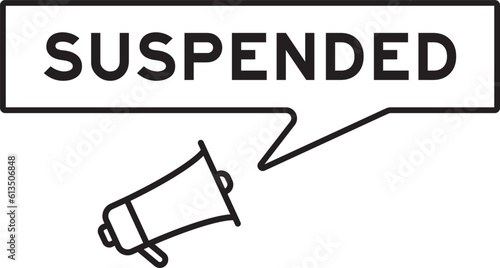 Megaphone icon with speech bubble in word suspended on white background