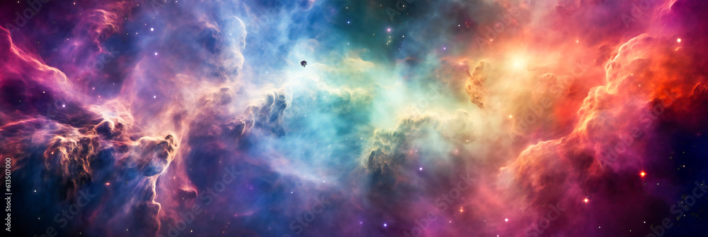 Fantastic colorful cosmic illustration. Created with Generative AI technology.
