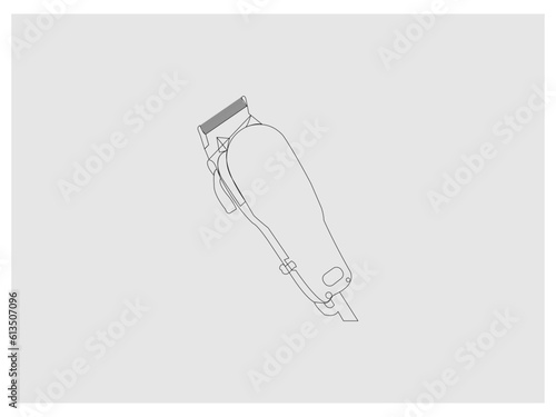 Realistic tools. Professional saloon accessories. Hygiene modern colorful electric and the original replacement air nozzle.  Hair clippers  Vector flat illustration, isolated on white background.