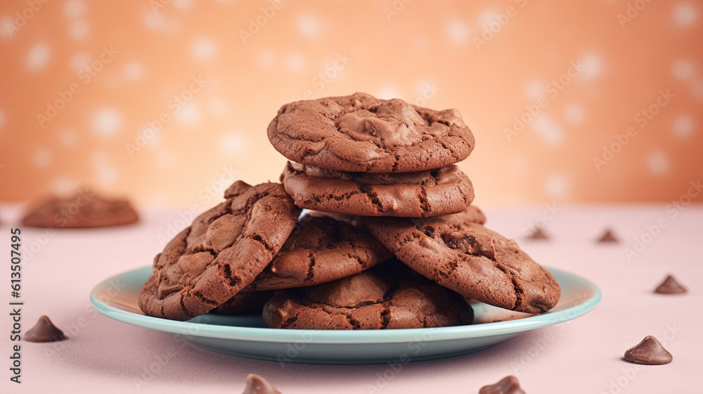 A plate of tasty chocolate cookies A plate of tasty chocolate cookies