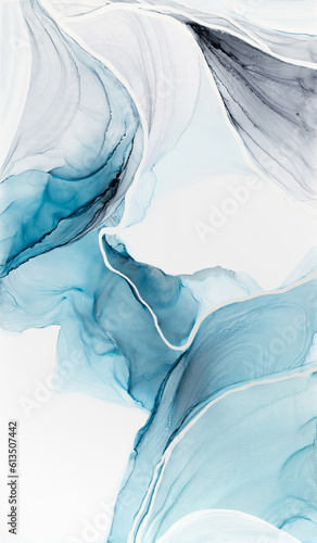 Wallpaper Mural Blue marbled alcohol ink drawing effect. Illustration backdrop. Torontodigital.ca