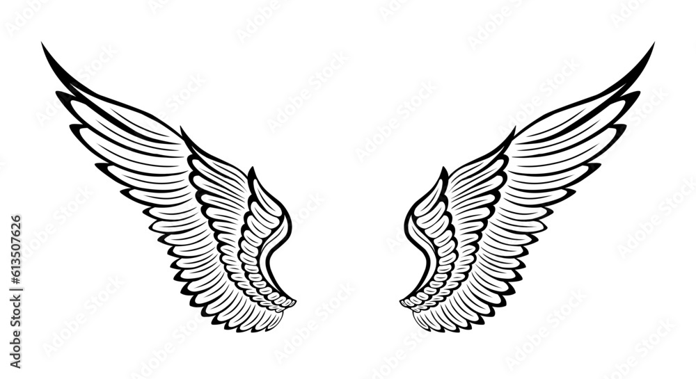 Vector angel wings tattoo design Vector angel wings tattoo design