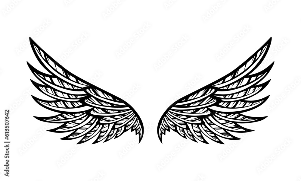 Fototapeta premium Vector angel wings tattoo design