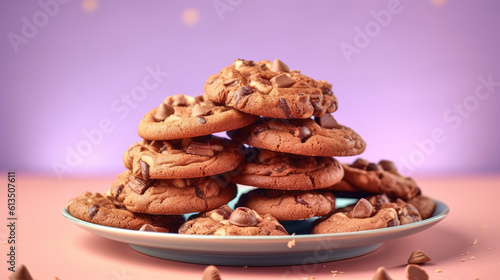 A plate of tasty chocolate cookies photo