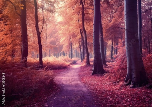 Autumn forest fall scenery. Colors of autumn. Generative AI