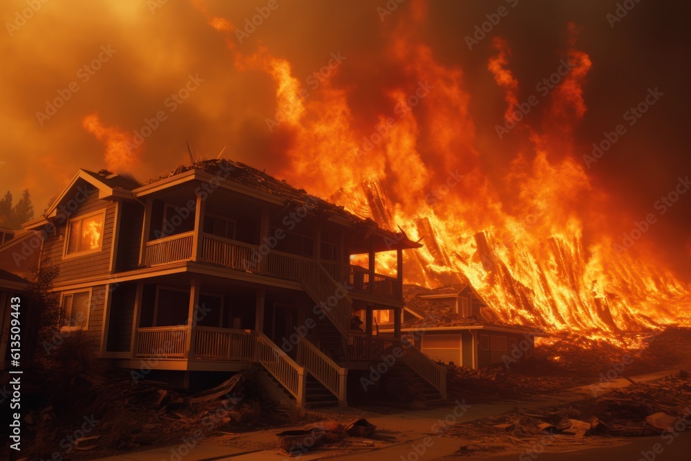 house fire concept of home insurance 