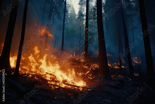 Canvas-taulu trees burning firestorm