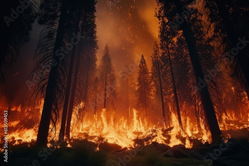 forest fire concept of extinction of wildlife