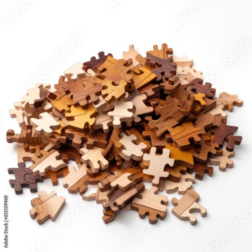 eco wooden jigsaw puzzles isolated on white background