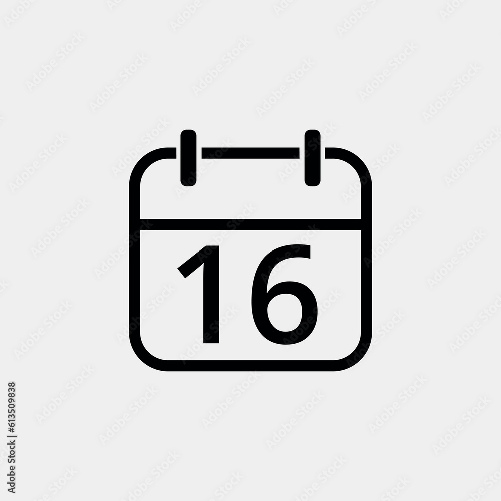 Calendar flat icon with specific day, simple calendar icon vector illustration for websites, projects and graphic resources. Day 16 marked on the calendar. Calendar flat icon with specific day, simple calendar icon vector illustration for websites, projects and graphic resources. Day 16 marked on the calendar.