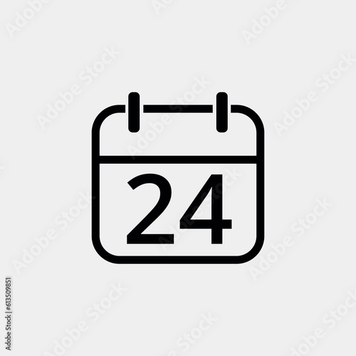 Calendar flat icon with specific day, simple calendar icon vector illustration for websites, projects and graphic resources. Day 24 marked on the calendar.