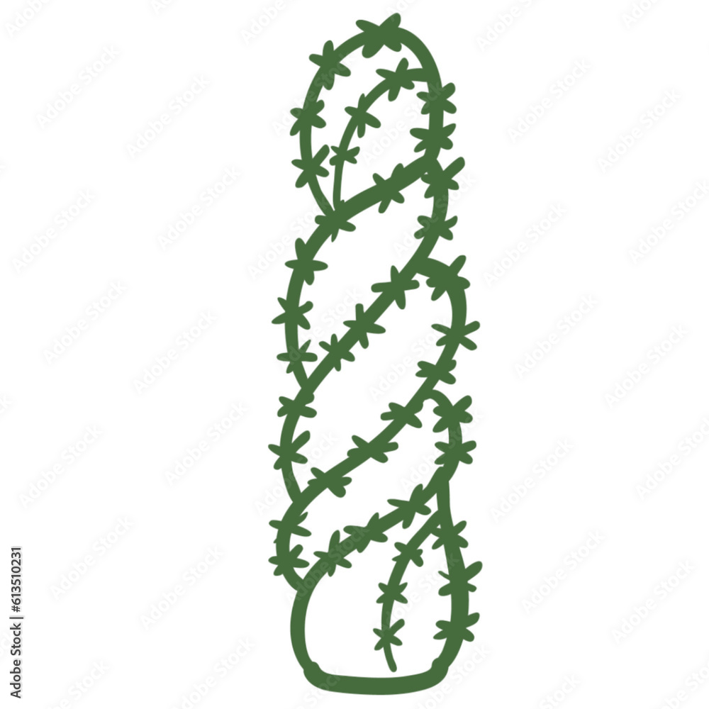Single long green cactus hand draw sketch Single long green cactus hand draw sketch