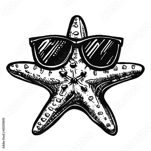 starfish wearing sunglasses vacation sketch