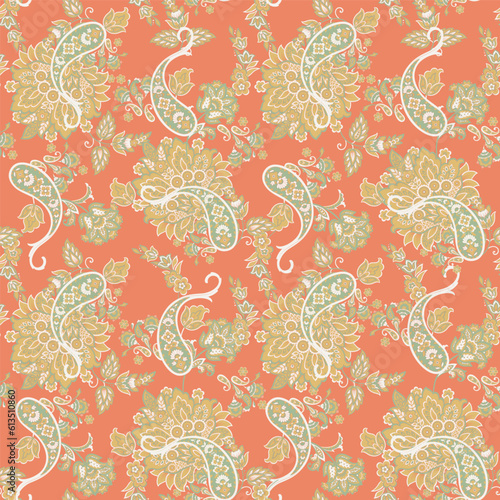 Floral paisley seamless pattern. damask vector background 