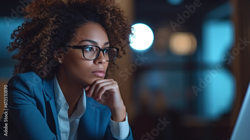 Happy young black businesswoman created with generative AI technology