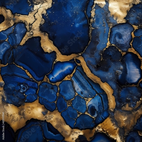 Sapphire Blue Structure with Golden Veins