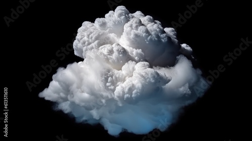 White clouds isolated on black background. Generative AI © Viktor