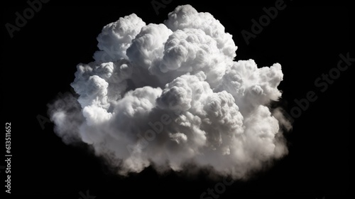 White clouds isolated on black background. Generative AI