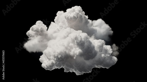White clouds isolated on black background. Generative AI