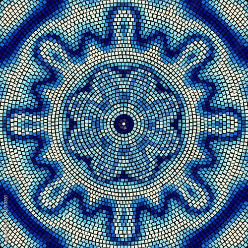 Fototapeta Naklejka Na Ścianę i Meble -  Vector seamless mosaic art pattern. Art background. Mandala image