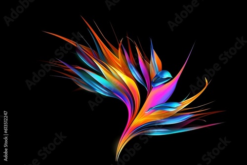 A colored abstract illustration of a bird of paradise, Generative Ai © TheLogoTip