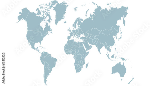 Fototapeta Naklejka Na Ścianę i Meble -  World map. Silhouette map. Color modern vector map.	