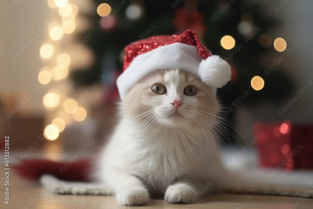 cat with christmas hat cat with christmas hat