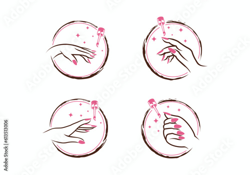 Nails polish manicure salon logo icon design collection