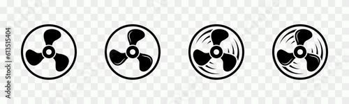 Ventilator vector icon set. Propeller and fan sign. Cooler icon collection. Refrigeration symbol. Vector illustrator.