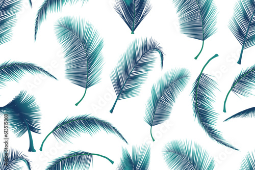 simple seamless pattern of tropical coconut palm leaves, floral motif, background