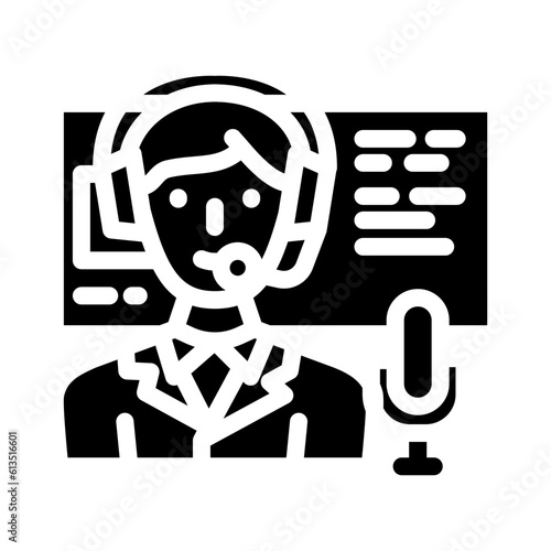 commentator news media glyph icon vector. commentator news media sign. isolated symbol illustration © sevector