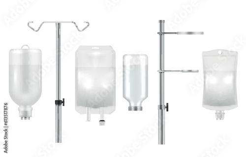 Medical dropper clinic laboratory container blood cure ambulance injection set realistic vector