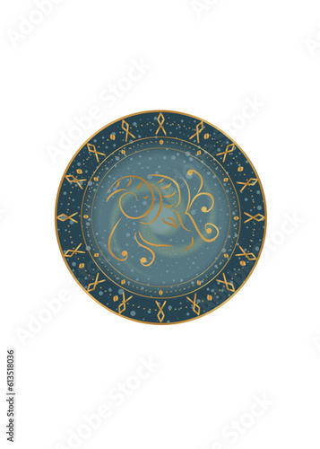 The illustration - zodiac sign in the gold color. © caribia