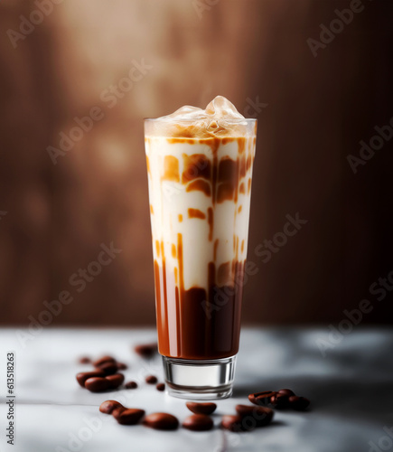 Ice coffee latte in glass