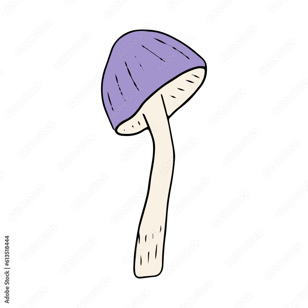 Mushroom, great design for any purposes. Doodle vector illustration. Edible mushrooms and toadstools. Healthy food illustration. Autumn forest plants sketches for textiles, wallpaper, coloring