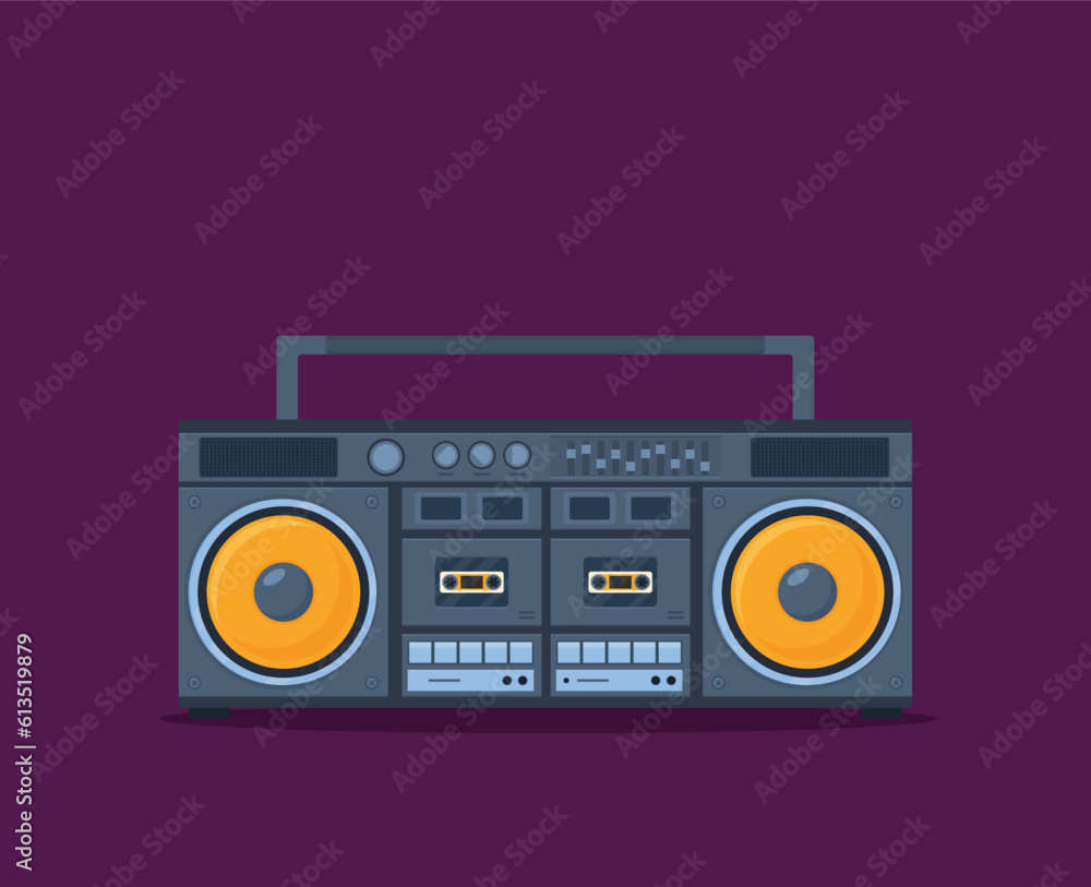 Old style music boombox flat vector music systems