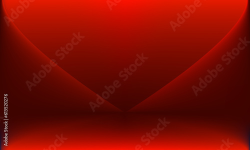 Empty red studio table room and light backgound. product display with copy space for display of content design