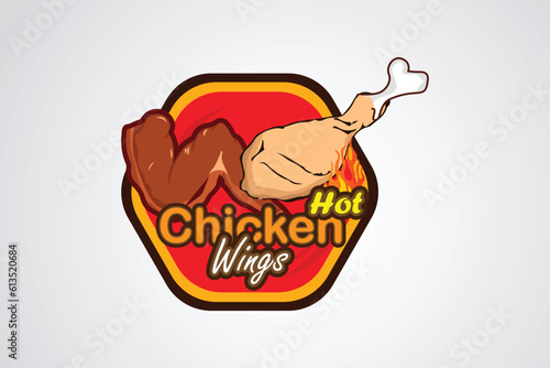 Hot Spicy Chicken wings  Vector logo or symbol template, Suitable for restaurant and cafe